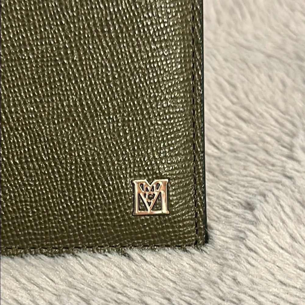 MCM Unisex Green Leather Wallet Compact Design